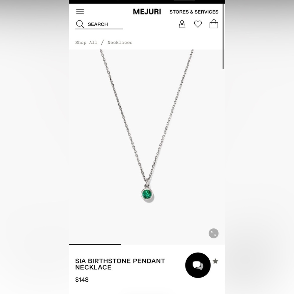 Mejuri Silver Sia birthstone pendant necklace emerald